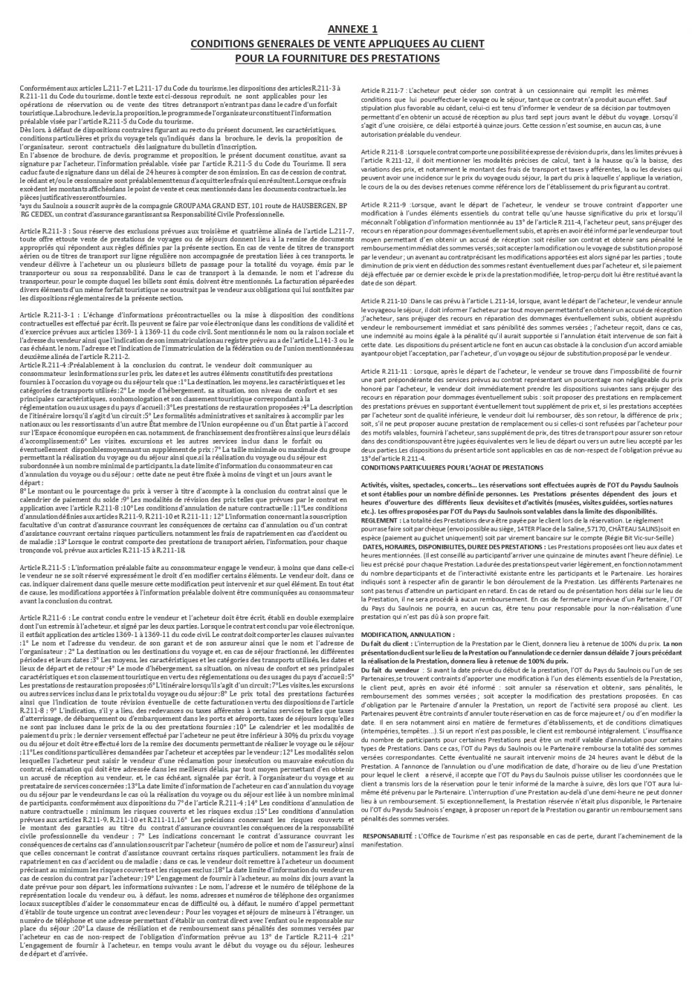 Condition Général de Vente